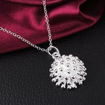 Изящный 18-дюймовый классический шар-фейерверк из серебра 925 пробы, ожерелье на длинной цепочке, женские украшения для свадебной вечеринки