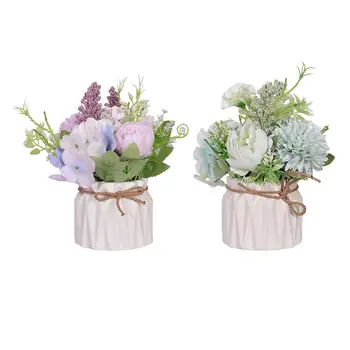Искусственный букет гортензии, цветок Бонсай, керамическая ваза в горшке для сада