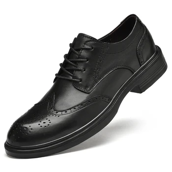 Классические деловые мужские модельные туфли из натуральной кожи, модная обувь на шнуровке, высококачественная офисная свадебная официальная обувь, мужская обувь Bullock