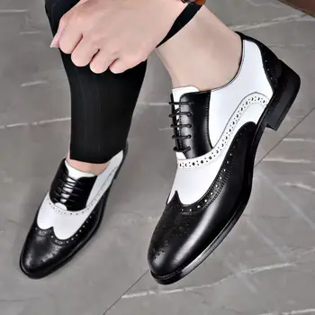 Классические мужские модельные туфли, мужские туфли на шнуровке, деловые повседневные удобные мужские туфли с острым носком для свадьбы
