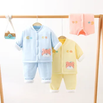 Комплект детского нижнего белья из плотного хлопка, комплект нижнего белья для новорожденных, комплект хлопковых зажимов на весну и осень