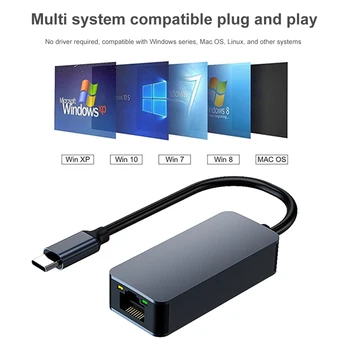 Конвертер USB3.0/Type-C В RJ45 2,5 G Проводной Гигабитный Ethernet-Адаптер 2500 Мбит/с Бесплатная Сетевая Карта Plug and Play для Ноутбука