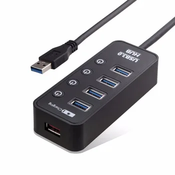 Концентратор USB 3.0 с портом USB-A на 4 порта 3.0 с интеллектуальным светодиодом быстрой зарядки ВКЛ/ВЫКЛ