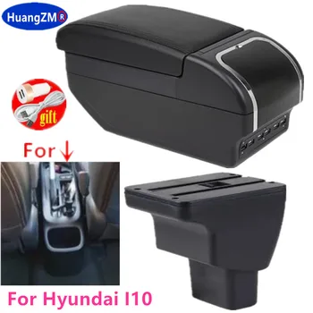 Коробка для автомобильного подлокотника для Hyundai I10, Коробка для хранения центральной консоли с интерфейсом USB, аксессуары для украшения