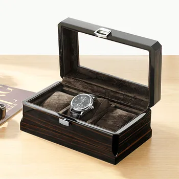 Коробка для часов Embers Luxury Wood Grain с 3 слотами, коробка для хранения велюровых кварцевых механических часов серии Box для часов
