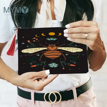 Косметичка с бабочкой, женская косметичка для хранения помады Sun Moon, кошелек для монет, косметички с органайзером на молнии для девочек, сумка-клатч