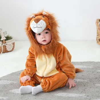 Косплей Король Животных Лев Кигуруми Наборы костюмов Для новорожденных Пижамы для малышей Комбинезон Комбинезоны на День рождения Маскарадное шоу для Вечеринок
