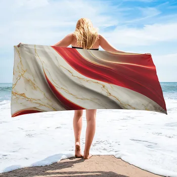 Красное мягкое банное полотенце с мраморной текстурой, Летнее дорожное круглое пляжное полотенце, быстросохнущее спортивное полотенце из микрофибры