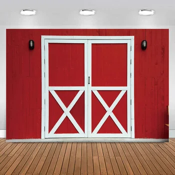 Красный фон двери сарая, фон для фотосъемки на ферме в западном стиле, вечеринка с барбекю, детский душ, украшения для дня рождения мальчика и девочки, баннер