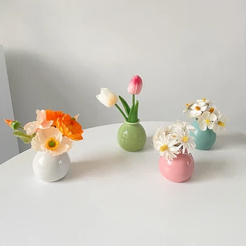 Красочная керамическая ваза, мини-бутылка для гидропоники, Японская ваза для цветов, горшок для ароматерапии, украшение рабочего стола в офисе, декор гостиной