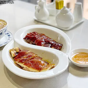 Креативная Керамическая тарелка с двойной сеткой, японская Тарелка для суши Сашими, Ресторанная Декоративная Десертная Тарелка, Домашняя Кухня, Белая Посуда