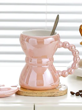 Креативная керамическая кружка с бантом, Глазурованная Кофейная чашка в скандинавском стиле, Домашняя ручка, Чашки для молока для завтрака, Милые