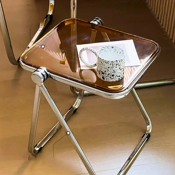 Креативные прозрачные складные журнальные столики Современная мебель для гостиной Домашний дизайнер Квадратный диван Приставной столик Металлический угловой столик