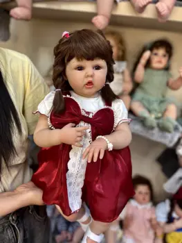 Кукла-Реборн SANDIE 60 см, девочка-принцесса с каштановыми волосами, мягкая кукла с приятным телом, рождественские подарки для девочек