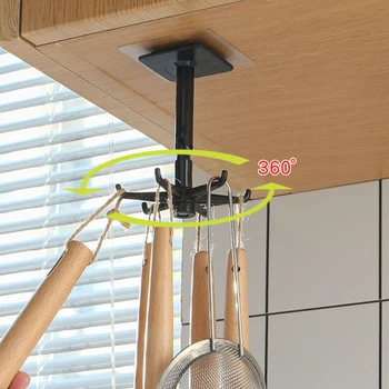 Кухонный крючок Многоцелевые крючки Поворотная на 360 Градусов стойка для органайзера и хранения, вешалка для ложек для кухонных принадлежностей с поворотом на градусы