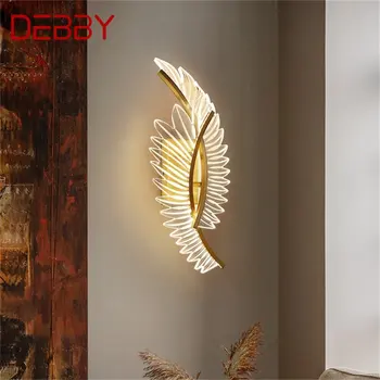 Латунные настенные светильники DEBBY Postmodern, бра, простые светильники в форме перьев, декоративные для дома