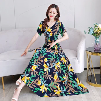 Летние Элегантные платья для женщин 2023, Повседневное летнее платье для женщин среднего возраста с коротким рукавом, летняя винтажная одежда в корейском стиле