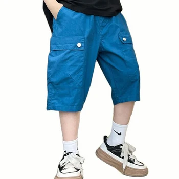 Летние брюки для мальчика, однотонные короткие брюки в повседневном стиле для мальчиков, одежда для мальчиков-подростков 6 8 10 12 14