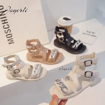 Летние новые римские сандалии для девочек на мягкой подошве для мальчиков, модные туфли-лодочки принцессы, маленькие детские тапочки