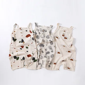 Летний детский комбинезон MILANCEL, вафельная одежда для мальчиков, комбинезоны без рукавов для девочек