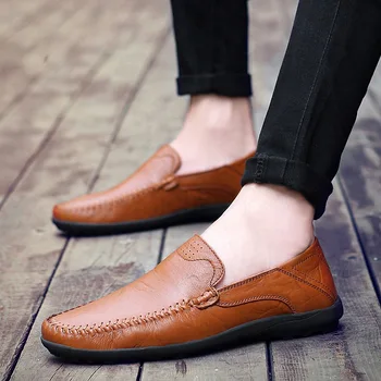 Лето 2019, новая мужская повседневная обувь, модная удобная кожаная мужская обувь zapatos de hombre, мужские лоферы