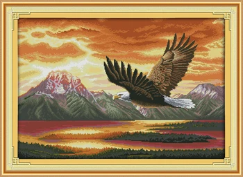 Летящий орел (2) набор для вышивки крестом, 14 карат, 11 карат, предварительно проштампованный холст, вышивка крестом, животные, рукоделие ручной работы
