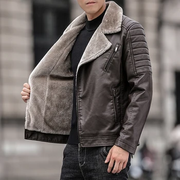 Львиный ПРЫЖОК, Толстая теплая флисовая мужская зимняя утолщенная Повседневная кожаная куртка, тонкий модный тренд, кожаная куртка, высококачественное пальто