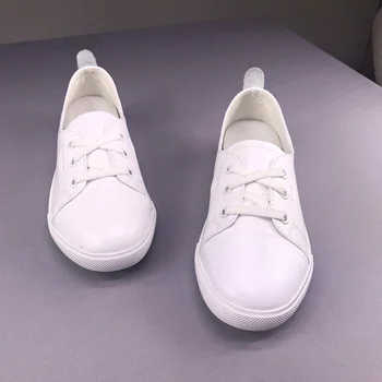 Маленькие белые туфли из воловьей кожи для женщин 2023, новинка Four Seasons, повседневная удобная женская обувь на плоской подошве, женские лоферы