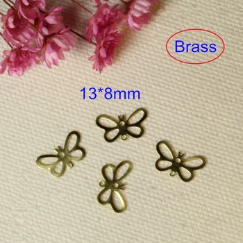 Маленькие подвески-бабочки из необработанной латуни 13*8 мм- 100 шт.