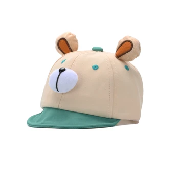 Милая бейсбольная кепка для мальчиков, солнцезащитная кепка для девочек, летние шапки с медведем, хлопковые мягкие кепки для малышей на 6-24 месяцев