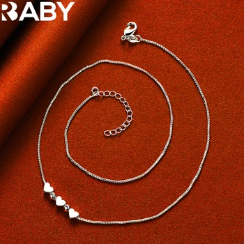 Милое ожерелье из стерлингового серебра 925 пробы, 18-дюймовая цепочка-коробка, изящная подвеска в виде трех сердечек для женщины, свадебные украшения для вечеринки, подарки