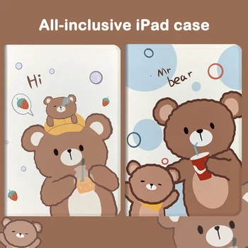 Милый Корейский чехол с Медведем для iPad 7-го 8-го поколения с мягкой Подставкой для Планшета Ipad 6-го 9,7-дюймового Mini 6 5 4 3 2 Pro 11 2021 10,9 Air 3 4
