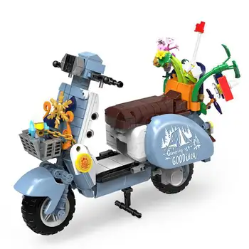 Милый Креативный Мини 3D Набор Строительных Блоков Vespa City DIY Blue Vehicle Moto Кирпичи Игрушки Украшения Подарок для Девочек Взрослых Без Коробки