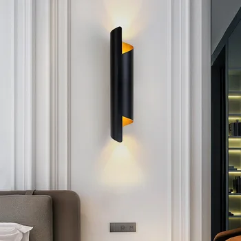 Минималистичный светодиодный настенный светильник из черного золота 85 ~ 265 В 10 Вт в скандинавском стиле, настенные светильники для помещений, украшение гостиной, бра