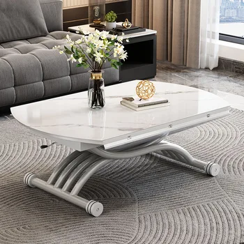 Многофункциональный чайный столик с подъемной каменной плитой, стол двойного назначения для маленькой семьи, современный простой складной передвижной интегрированный стол