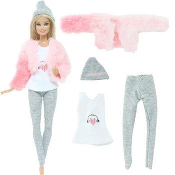 Мода 1 шт теплый зимний наряд, повседневный носить розовые плюшевые пальто одежда для куклы Барби девочка экипировка аксессуары DIY игрушки