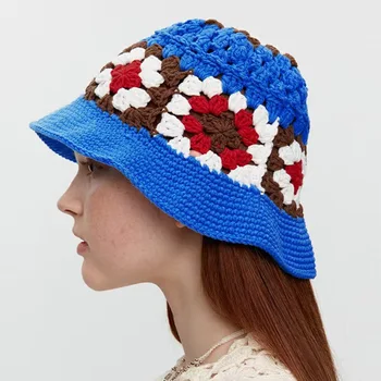 Модная дизайнерская вязаная панама с полым цветком ручной работы, Летняя панама, женские складные шерстяные шляпы рыбака для путешествий