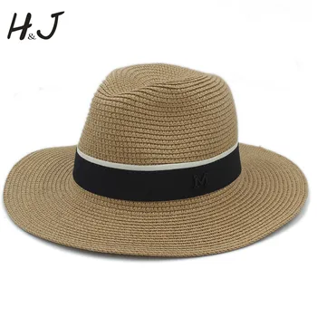 Модная летняя женская соломенная шляпа от солнца для элегантной леди с широкими полями, пляжная шляпа от солнца, панама, бандитская кепка