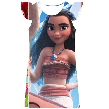 Модные летние платья Disney, свободное платье без рукавов с 3D-принтом для девочек, модное повседневное платье Миди принцессы с круглым вырезом