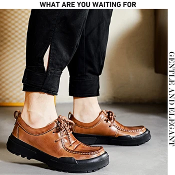 Модные мужские лоферы из натуральной кожи, толстая подошва, повседневные кожаные кроссовки на шнуровке, Модельная обувь для вождения, обувь для ходьбы, Массаж