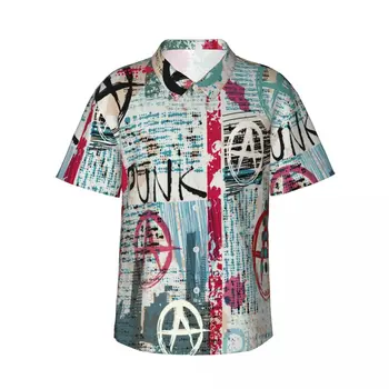Мужская гранж-газета с короткими рукавами, рубашка в стиле панк и анархия, повседневная пляжная одежда, индивидуальные топы
