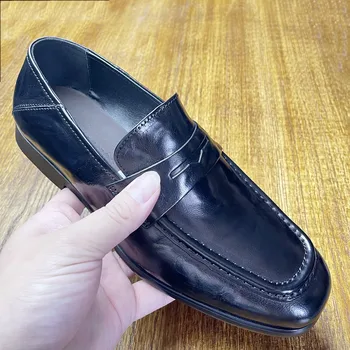 Мужская кожаная обувь, чехол для ног, кожа, мужская обувь ручной работы, стильная, удобная, высококачественная, повседневная, рабочая одежда
