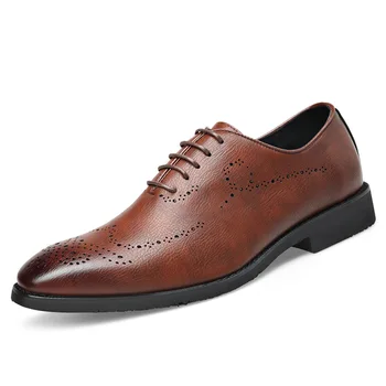 Мужская обувь Brock на весну 2023 года, дышащая мужская обувь британского коричневого цвета, для деловых вечеринок в Европе и США