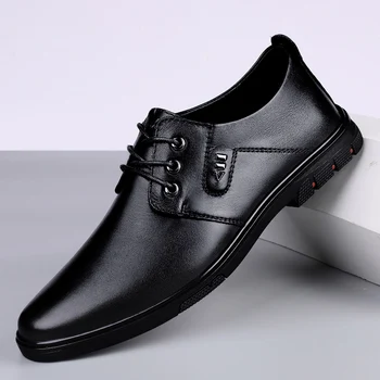 Мужская повседневная обувь, Модная мужская обувь из натуральной кожи, Офисные Оксфорды, деловые модельные туфли, Мокасины, Мужская обувь для вождения, Мягкие Лоферы