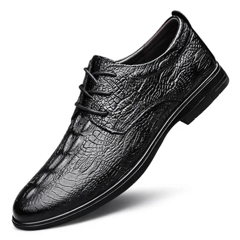 Мужская повседневная обувь на шнуровке из натуральной кожи крокодила, Модная Элегантная Роскошная уличная обувь из натуральной кожи, Новые Zapatos De Hombre