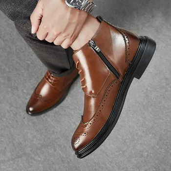 Мужские ботинки, Новая Модная Классическая Трендовая Универсальная Повседневная обувь в деловом стиле, Ботинки 