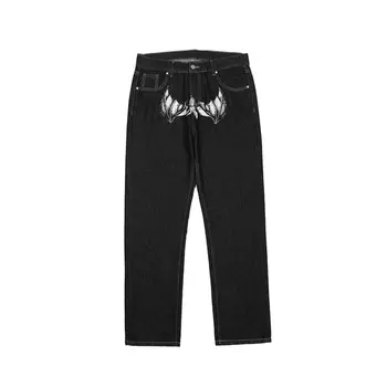 Мужские джинсы Y2K с принтом в европейском и американском стиле, прямые свободные мужские и женские джинсы большого размера, модные новинки, горячая распродажа 2023 года