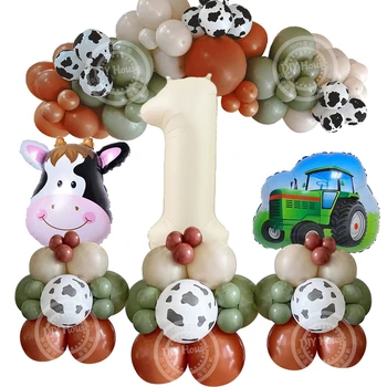 Набор воздушных шаров для сельскохозяйственных животных из 24 шт. картонной коробки с кремовым номером Воздушного шара для детей, украшения для дня рождения на тему фермы, поделки своими руками
