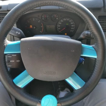 Наклейка для отделки рулевого колеса автомобиля из нержавеющей стали для Ford Focus 2 MK2 2005-2011, аксессуары синего цвета