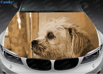 Наклейка на автомобиль с принтом собаки-животного Ши-тцу, Виниловая наклейка на капот автомобиля, Полноцветная Графическая Наклейка на капот автомобиля, Виниловая наклейка на капот автомобиля